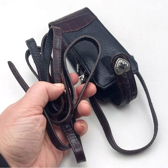 Brighton Two Tone Croc Embossed Leather Phone Case Silverplated Adjustable Strap - Picture 5 of 8